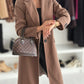 Simplicity Long Sleeve Solid Color Single-breasted Woolen Coat