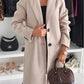 Simplicity Long Sleeve Solid Color Single-breasted Woolen Coat