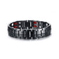 FINE4U B387 Double Row Punk Health Magnetic Bracelet Men's Jewelry Titanium Hand Bracelets Bijoux Black Plated Health Bracelet