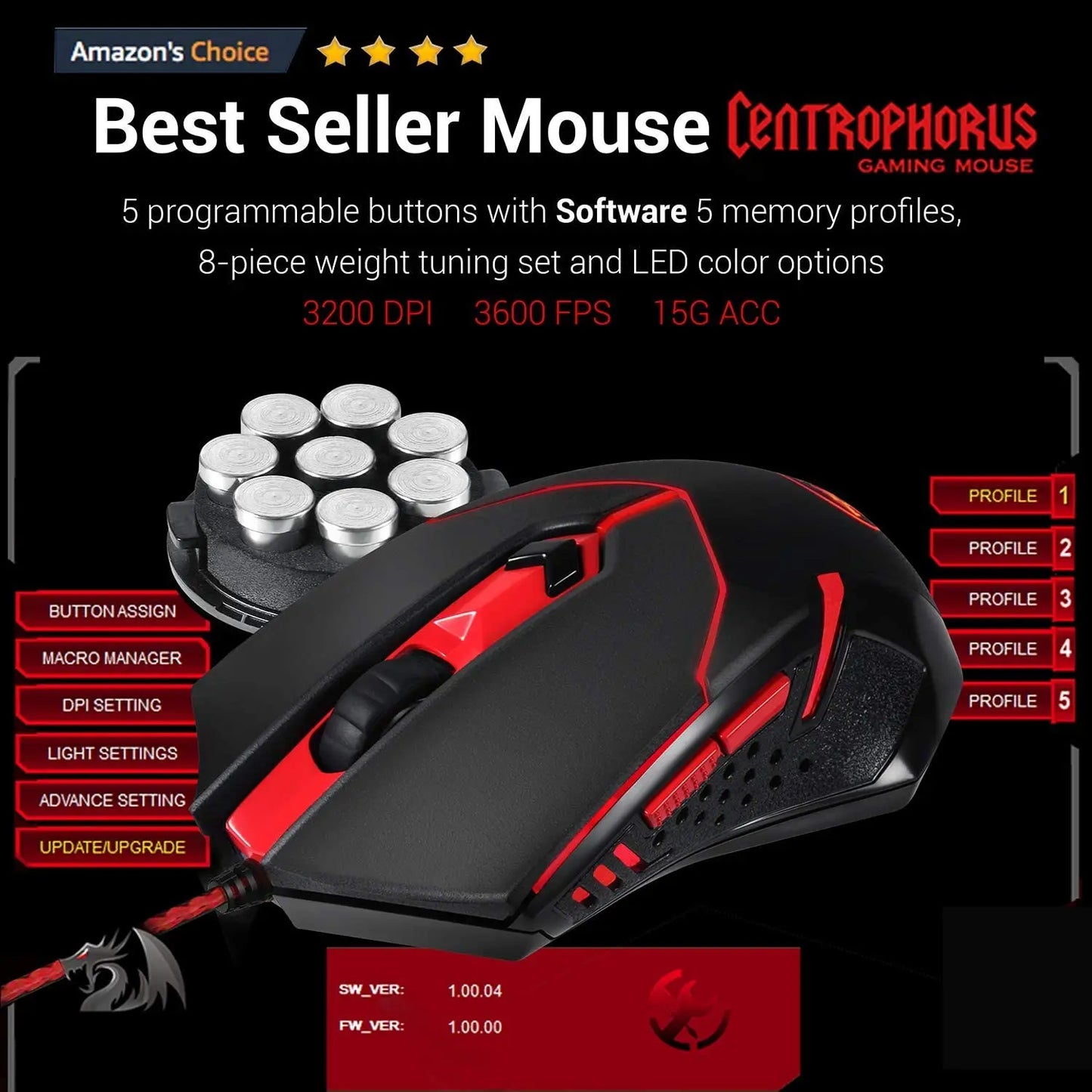 Redragon S101 Wired Gaming Keyboard Mouse Combo RGB Backlit 3200 DPI Keyboard Mouse Set for Windows PC Gamers