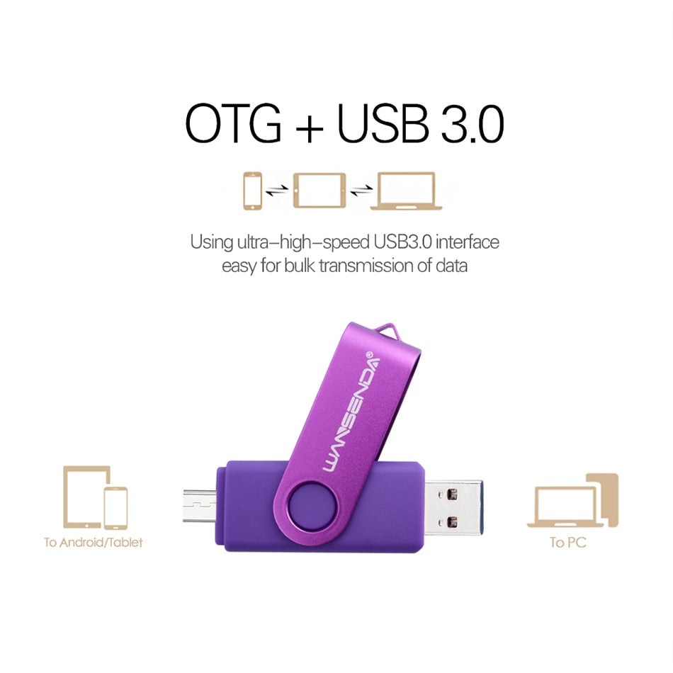 New Usb 3.0 Wansenda OTG USB Flash Drive for Android Phone/Tablet/PC 16GB 32GB 64GB 128GB 256GB Pendrive High Speed Pen Drive