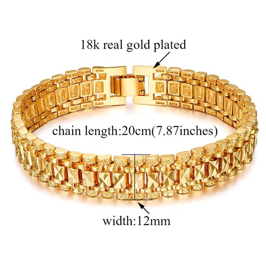 Chunky Mens Hand Chain Bracelets Male Wholesale Bijoux Gold/Silver Color Chain Link Bracelet For Men Jewelry pulseira masculina