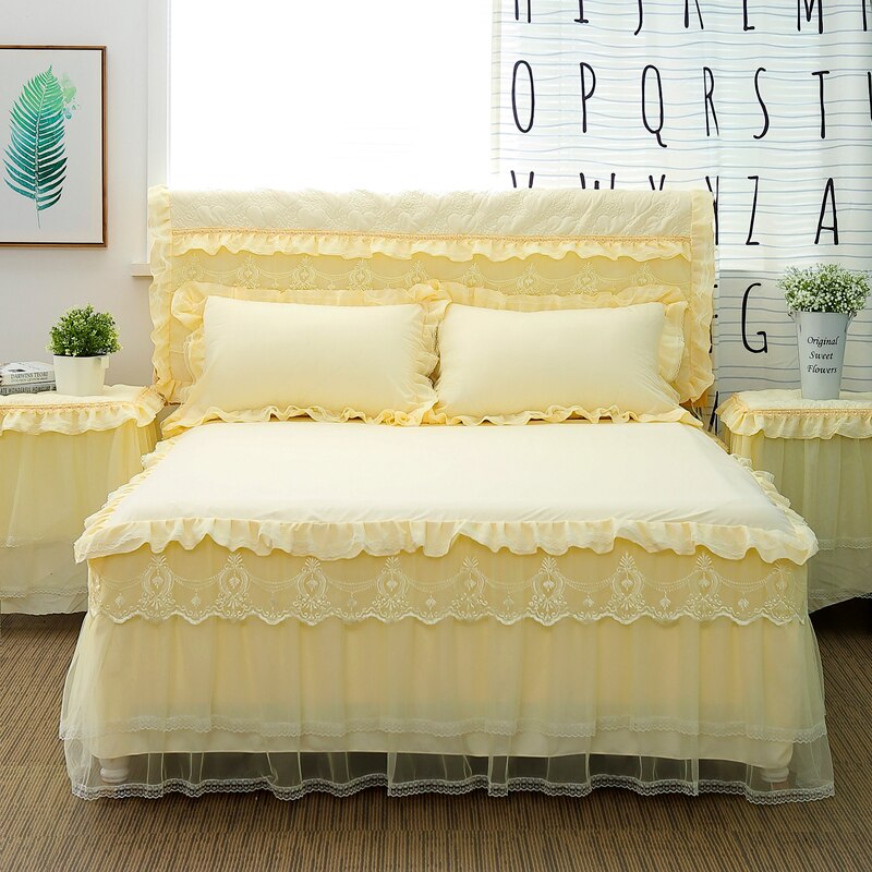 Lace Bed Skirt  Pillowcases bedding set Princess Bedding Bedspreads sheet Bed For Girl bed Cover King/Queen size