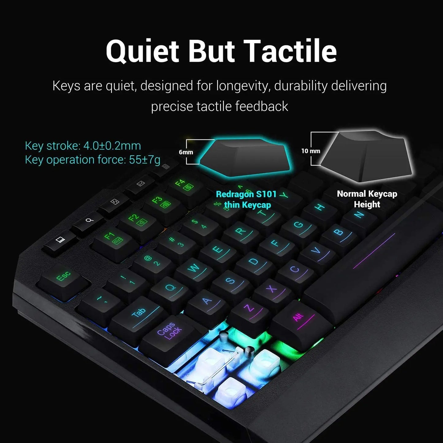 Redragon S101 Wired Gaming Keyboard Mouse Combo RGB Backlit 3200 DPI Keyboard Mouse Set for Windows PC Gamers