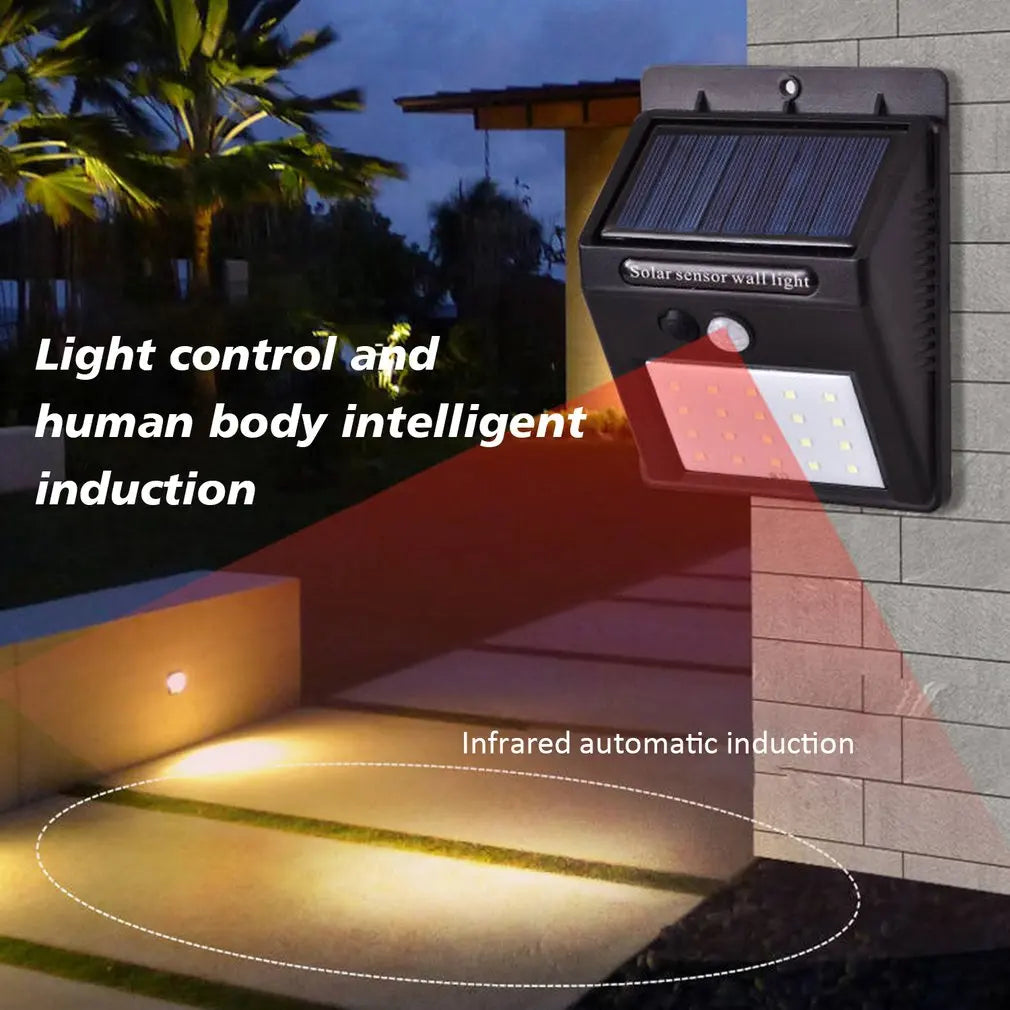 HOT 20 LED Solar Light Outdoor Motion Sensor Recharge Solar Wall Light Waterproof Emergency Led Light Street Garden Porch Lamp