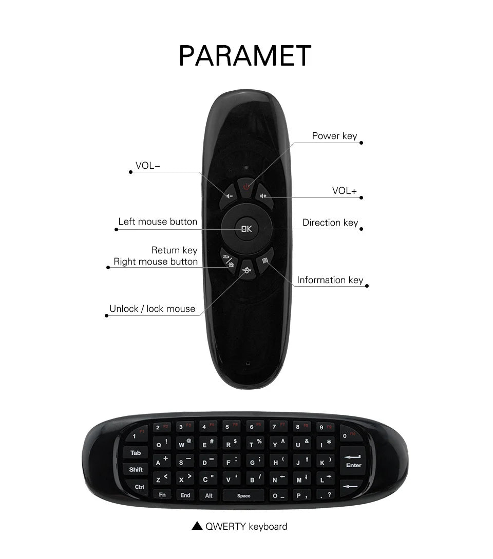 Air C120 Multi-Language Version Wireless Air Mouse Mini Keyboard Mouse Somatosensory Gyroscope Double-Sided Remote Control