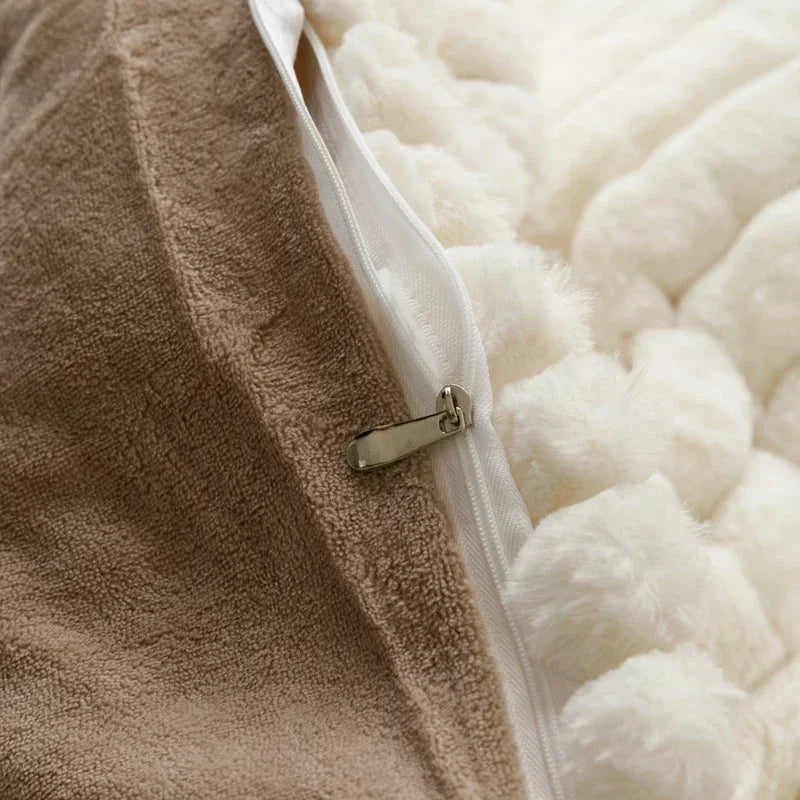 High-end Thicken Plush Bedding Set for Winter Autumn Warm Artificial Rabbit Velvet Duvet Cover   4 Pcs Warmth  s