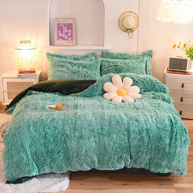 2023 Super Soft Mink Velvet Bedding Imitation Mink Velvet Duvet Cover Bedspread Pillowcases Set Blanket Bed Sheet Set