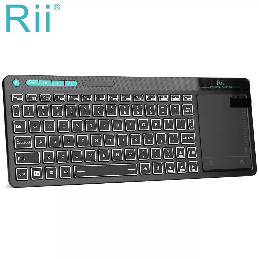 Rii RT518S Mini Bluetooth Wireless 2-LED Color Backlit Multimedia Keyboard Mouse Rechargable Keyboard For Android TV Box /PC