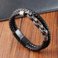 New Braided Leather Men Bracelet Classic Hand-woven Magnetic Buckle Multi-layer Leather Bracelet For Men Jewelry Gift