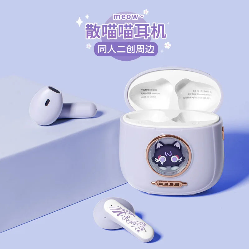 Genshin Impact Wanderer Skirmisher Meow TWS Earphone Wireless 5.3 Bluetooth HIFI Sound Quality No Latency Earphone Free Gift