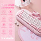 YUNZII C68 Pink 65% Hi-Fi Cute Cat Silicone Hot Swap NKRO  Ergonomic Wireless BT5.0/2.4G/Wired RGB Mechanical Gaming Keyboard