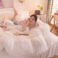 Comfortable Winter Mink Velvet Bedding Faux Animal Fur Duvet Cover Bedspread Pillowcases Set Blanket Bed Sheet Set