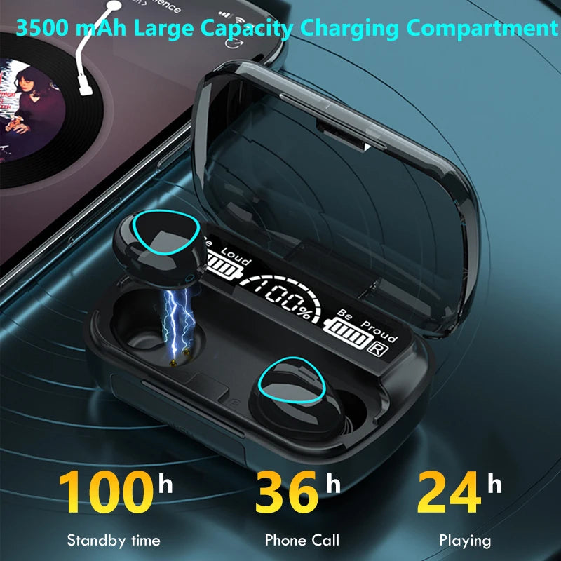TWS Earphones 3500mAh Charging Box Bluetooth 5.1 Wireless Headphone 9D Stereo Sports Waterproof Earbuds Headsets With Microphone