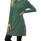 Women's Long Sleeve Low Round Neck Button Side Dress With Pockets